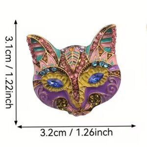Beautiful Art Deco Funky Cat Mask Brooch Pin Z257